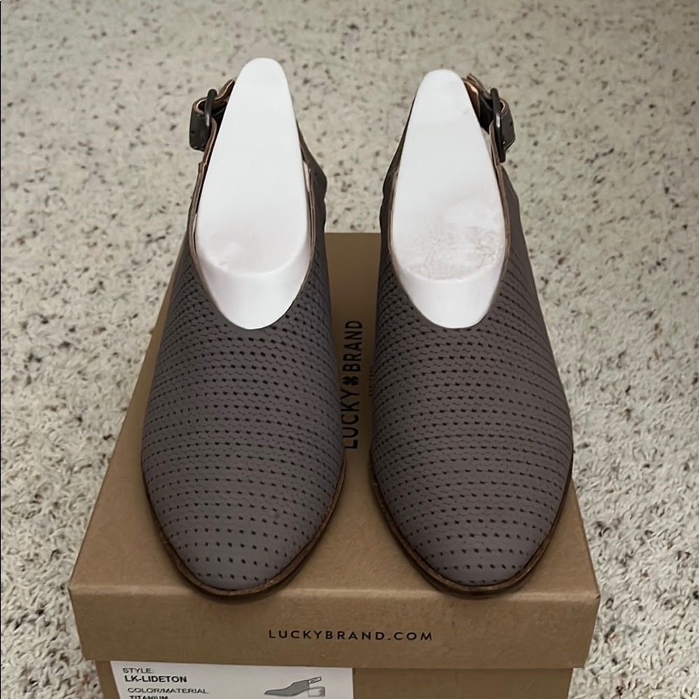 Lucky Brand Gray Mules with Perforated Design